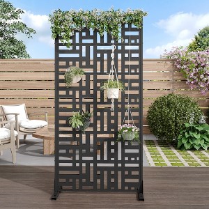 SpassWay 72"H 47"W Outdoor Metal Garden Trellis Privacy Screen Lattice Panel Indoor Room Divider - 1 of 4