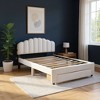 HomeRoots White Tufted Boucle Lighted Queen Bed Frame With USB And Drawer - 2 of 4