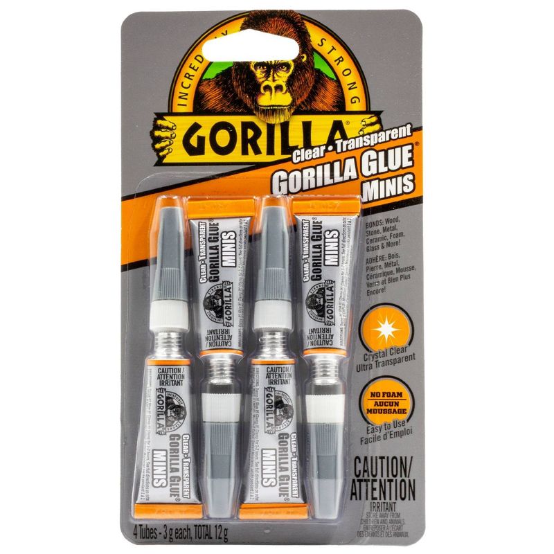 Gorilla Glue 4pk Clear Mini Tubes - 0.42oz, 1 of 5