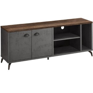 HomeRoots 60" Brown And Gray Distressed Reclaimed Wood Enclosed and Open Storage TV Stand - 1 of 4