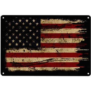 Retro Metal Tin Sign Wall Decoration with American Flag Pattern - 1 of 4