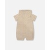 Deux par Deux Boy Printed Organic Cotton Hooded Romper Off-White - 2 of 3