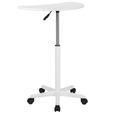 White Adjustable Mobile Laptop Desk with Casters