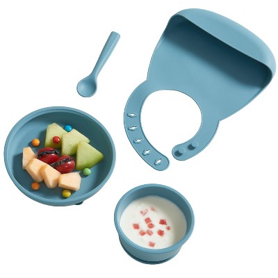 Soft Silicone Baby Feeding Set – Includes Toddler Plates, Bowls & Adjustable Bib