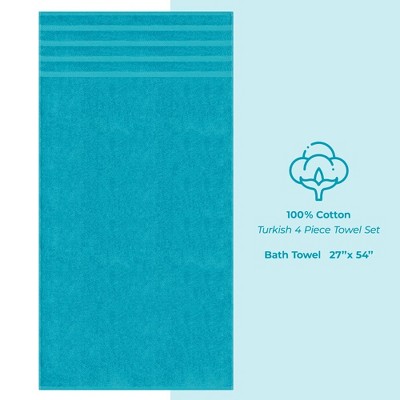 Luxury Aqua Blue Turkish Cotton 4-Piece Bath Towel Set