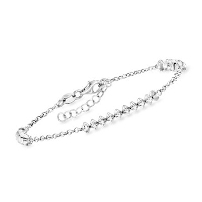 Ross-Simons Italian Sterling Silver Rolo-Chain Bead Bracelet Size 7