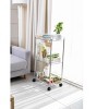 J&V TEXTILES 3 Tier Acrylic Rolling Cart with Wheels, Utility Storage Cart with Handle and Lockable Casters, Storage Basket Organizer Shelves - 4 of 4