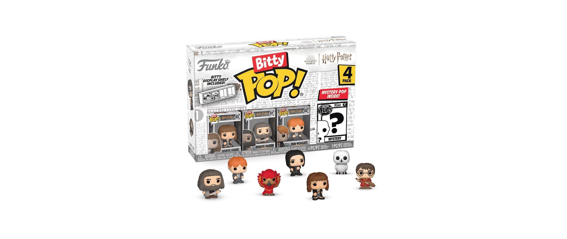 Funko Bitty POP! Harry Potter 4-Pack – Hermione Granger, Ron Weasley, Rubeus Hagrid & Mystery Mini Figure