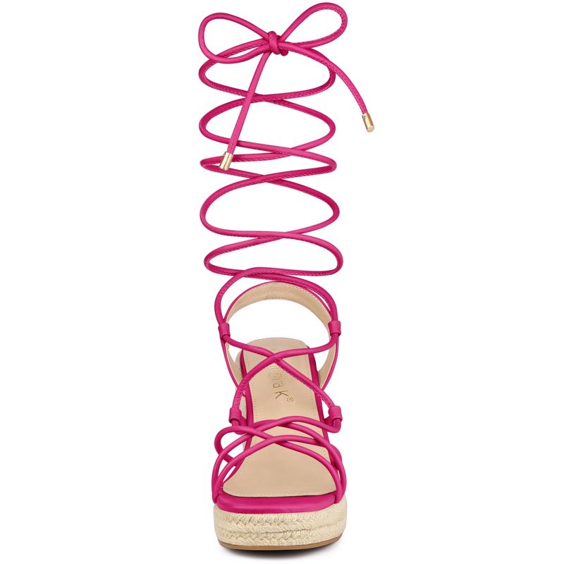 Allegra K Women's Lace Up Platform Heel Espadrilles Wedge Sandals, 2 of 6