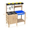 Costway Kids Kitchen Playset Wooden Outdoor Mud Kitchen Pretend Play Toy W/ Kitchenware - image 4 of 4