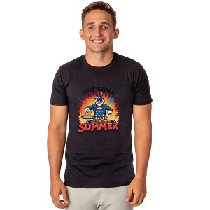 Men's Hot Grill Summer Burger Patriotic Funny T-Shirt For Adults - 1 of 4