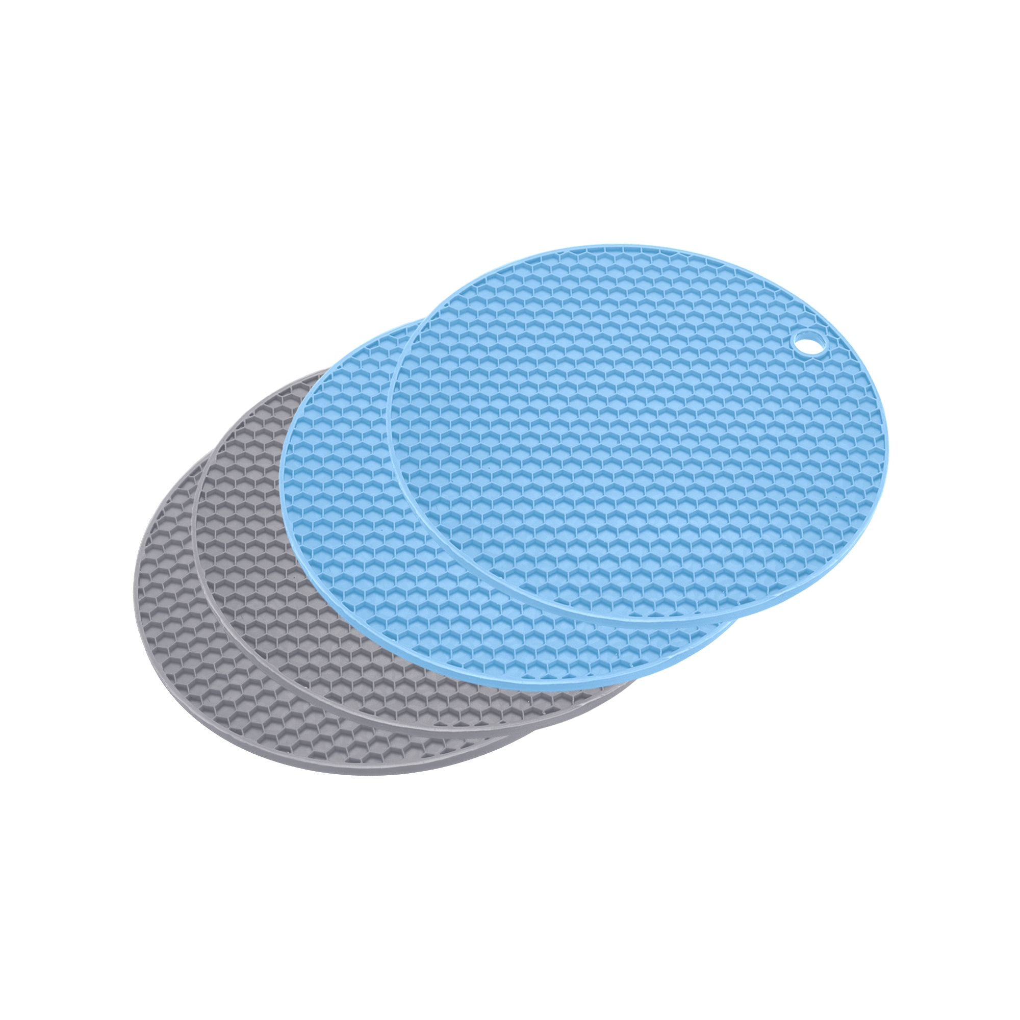 Unique Bargains Silicone Heat-Resistant Pot Holder Teapot Coaster Trivet Mat 4 Pcs Light Grey+Sky Blue