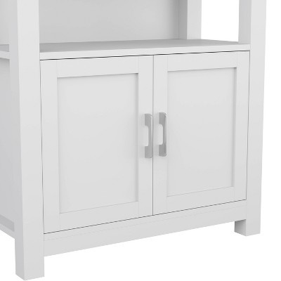 Martha Stewart 68" Gray Wood Shaker Bookcase with Storage Cabinet