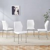 Vynxaria Luxury Simple Chair Set - 6 White PU High Resilience Dining Chairs with Silver Metal Legs - 3 of 4