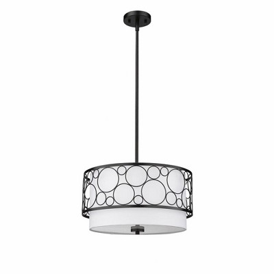 Kendall Contemporary 17" Matte Black and Nickel Drum Pendant