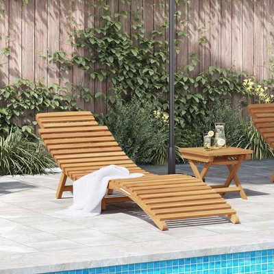 Sun Lounger Folding Brown 184 x 55 x 59 cm Solid Teak Wood vidaXL
