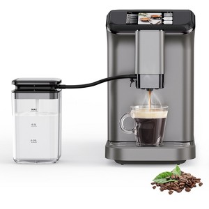 Fully Automatic Espresso Machine with Automatic Milk Frother and Self-Cleaning Function, Featuring LCD Touch Control, Ideal for Home and Office Use - 1 of 4