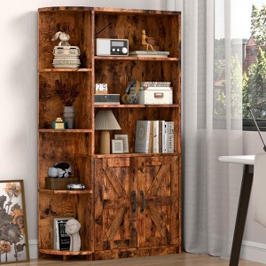 Corner Bookcase, Wood Bookshelf and Office Storage Cabinet with Adjustable Shelf - 1 of 4