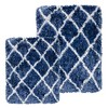 Home Mart Goods Navy Blue 2 Piece Trellis Plush Thick Soft Cozy Microfiber Bath Mat Set - 2 of 4
