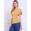 Allegra K Women's Summer V Neck Ruffle Sleeve Casual Faux Wrap Blouse - 4 of 4
