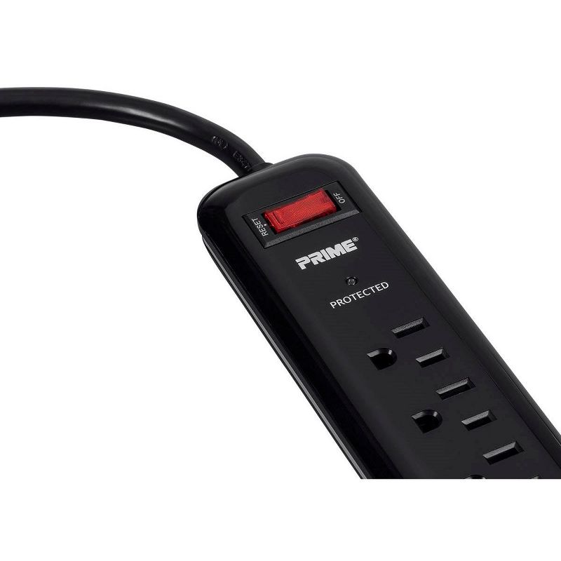 Monoprice Power & Surge - 6 Outlet Surge Protector Power Strip with Low-Profile Plug - 4 Feet Cord - Black | 1000 Joules, 15A / 125V / 1875W, 5 of 6