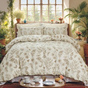 Floral Duvet Cover – 100% Cotton Bedding Set with Botanical Print, Soft Lightweight Breathable 3-Piece Set for All Seasons - 1 of 4