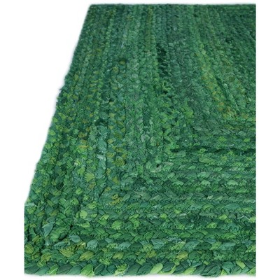 Handmade Green Braided Cotton Indoor Area Rug 8x10