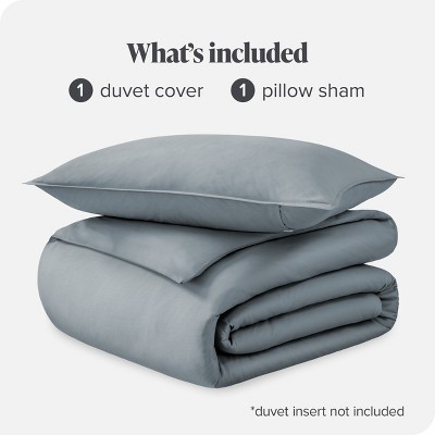 Dusty Blue Organic Cotton Twin/Twin XL Sateen Duvet Cover Set