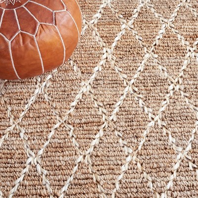 Natural Brown Geometric Handwoven Jute Area Rug 2' x 3'