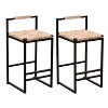 Bar Stools Set Of 2, Counter Height Bar Stools, Water Hyacinth Grass Woven Bar Stools With Back, Metal Frame, Bar Chairs - 4 of 4
