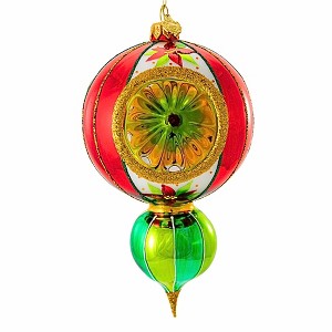 Huras Family 7.5 Inch Poinsettia Blooms Christmas Tree Ornament , Christmas Decor Classic Merry & Bright Reflector Drop (1PC) - 1 of 4
