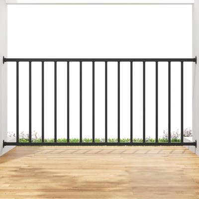 Flat Railing Kit for Deck Metal Guard Rail Kit with Balusters, Black Deck Railing and Porch Railing Kit for Residential and Commercial Use