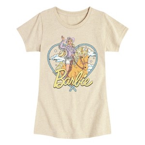 Girls' - Barbie - Western Barbie Heart Fitted Short Sleeve Graphic T-Shirt - 1 of 3