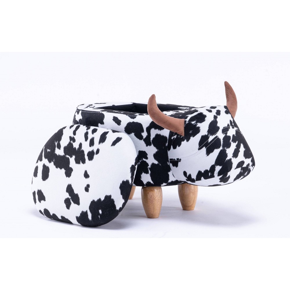 Photos - Pouffe / Bench Connor the Cow Storage Ottoman Black/Brown/White - Home 2 Office