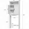 Over Toilet Storage Cabinet Space Saver Shelf White Bathroom Organizer with Adjustable Shelf and Double Doors - 2 of 4