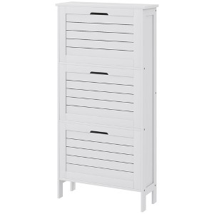 Aghana Digitals White Modern Shoe Cabinet with 3 Flip-Down Drawers, Louvered Doors, Anti-Tipping - 1 of 4