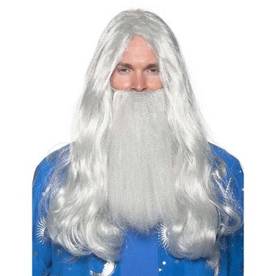 Underwraps Grey Wizard Wig and Beard Adult Costume Set | One Size