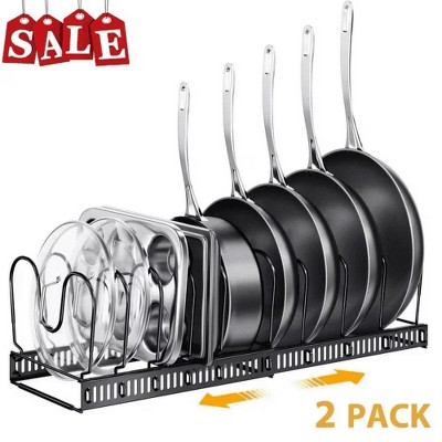 MaseiKar 2 Pack Expandable Pot Lid Rack Organizer, Pans Organizer Rack, Pots and Pans Organizer Rack Cookware Set Organizer