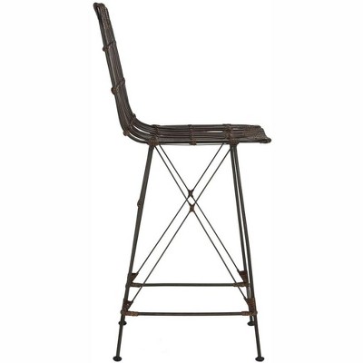 Minerva Brown and Black Wicker Counter Stools, Set of 2