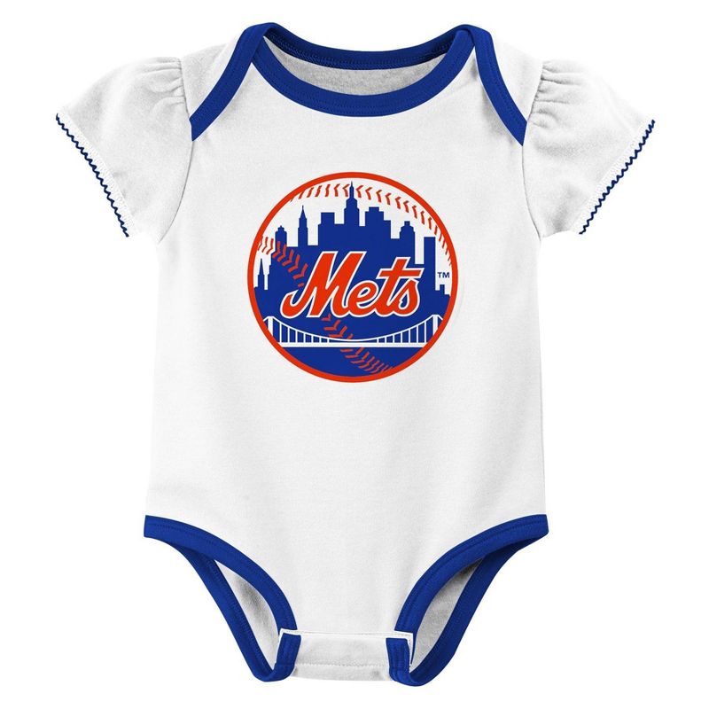 MLB New York Mets Infant Girls&#39; 3pk Bodysuit, 2 of 5