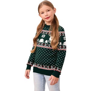 Family Christmas Sweater Crew Neck Reindeer Snowflakes Knitted Pullover for Women/Men/Kids - 1 of 4