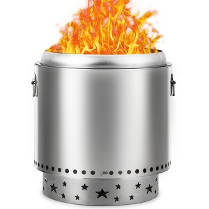 Orieon 16.5-Inch Portable Fire Pit with Stand, Low Smoke Stainless Steel Wood Burning Fireplace with Ash Pan & Handle. - 1 of 4