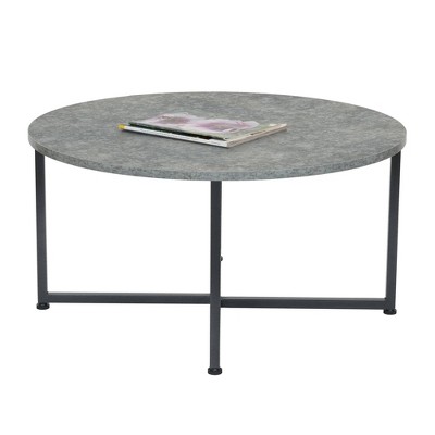 Slate Gray Modern Round Coffee Table with Steel Frame