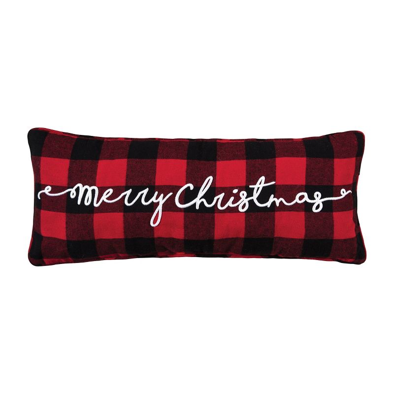 C&F Home Merry Christmas Plaid Embroidered Throw Pillow, 1 of 6