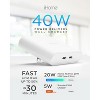 iHome Multiport 40W USB-C Charger, AC Pro 2-Port Flat Block, Dual Fast Charging Wall Adapter - 3 of 4
