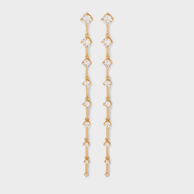 Linear Stone Drop Earrings - Gold