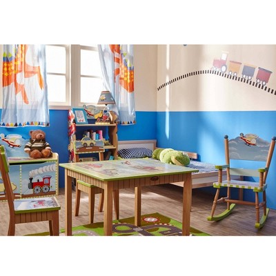 Colorful Transportation Theme Kids Wooden Bookshelf with Drawer