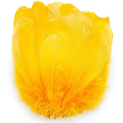 Bright Creations 100 Pieces Gold Goose Feathers for Art and Crafts, Costumes, Decorations (6-8 in)
