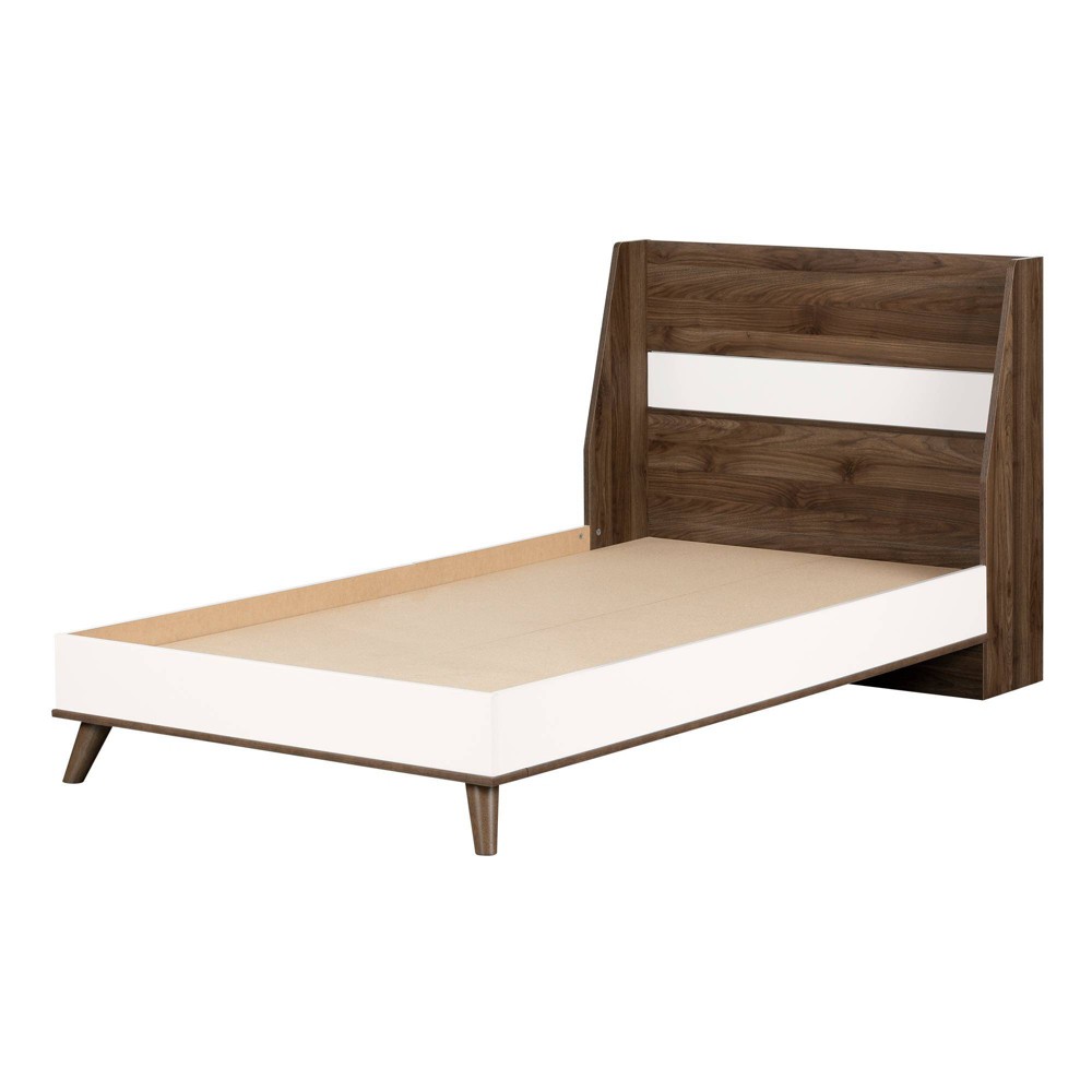 Photos - Bed Frame Twin Yodi Complete Kids' Bed Natural Walnut and Pure White - South Shore