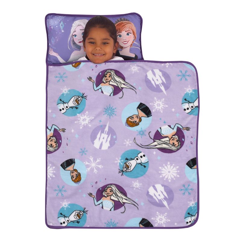 Disney Frozen Winter Cheer Lavender, Aqua, Green and White, Anna, Elsa and Olaf Toddler Nap Mat, 3 of 8